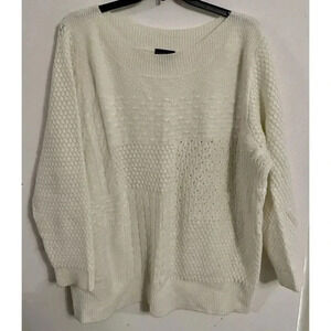 LANE BRYANT Loose Knit Sweater Women's 26-28 White Scoop Neck‎